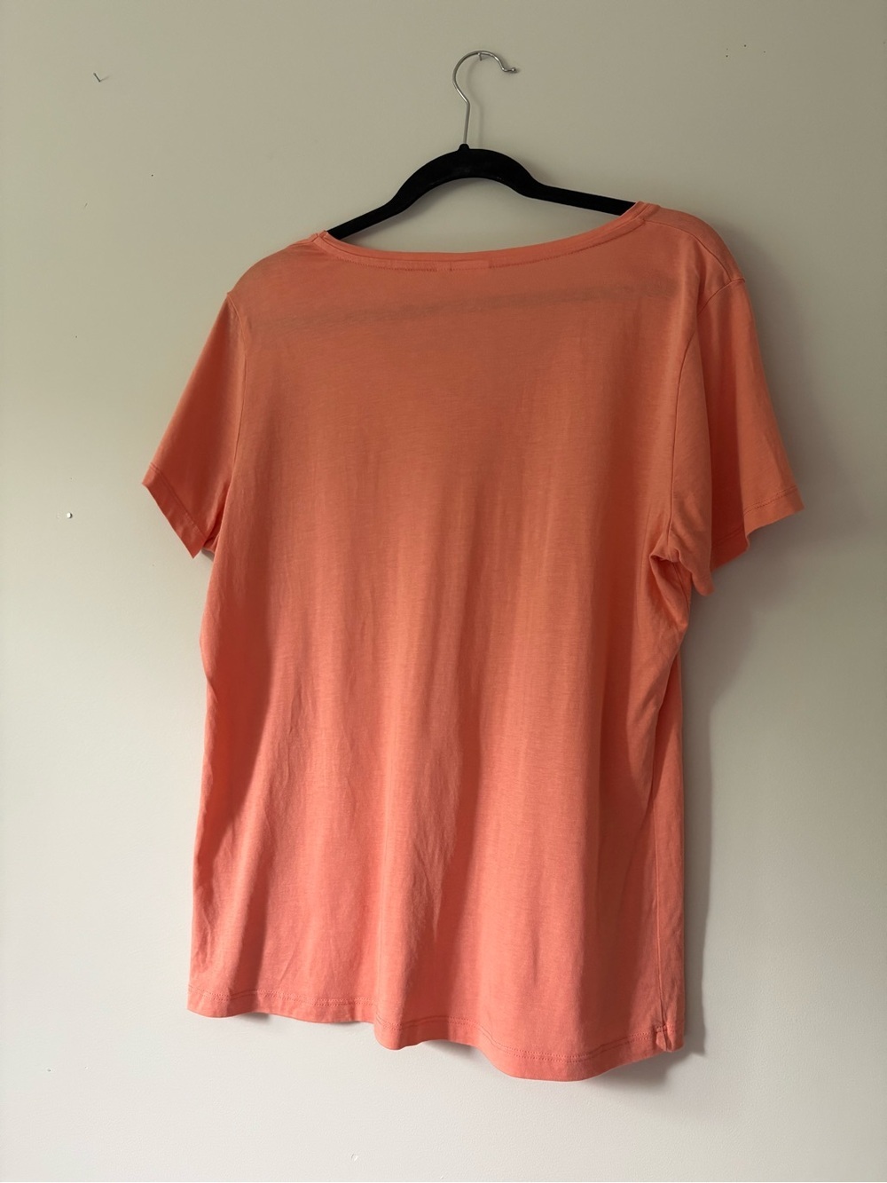 Cream Denmark Coral Peach V-Neck Cotton Modal Blend Tee - XL - Picture 6 of 7